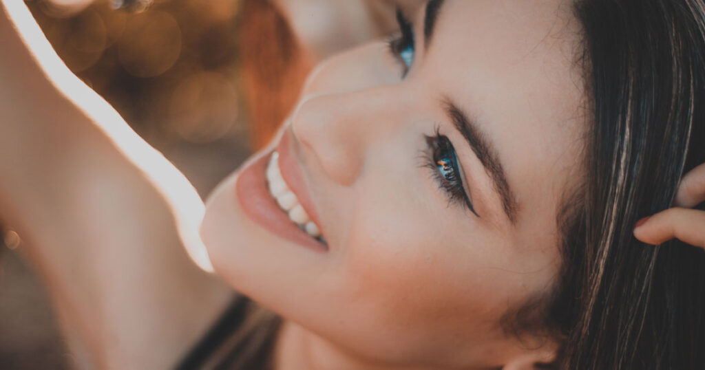 young woman with big cheeks