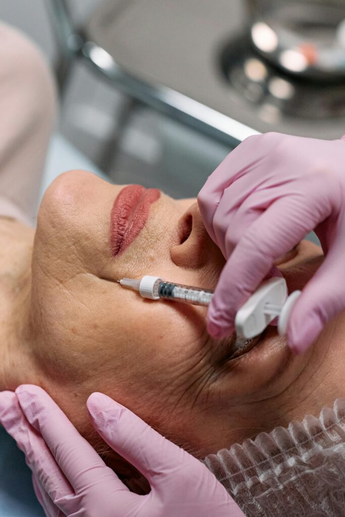 woman getting dysport for facial wrinkles